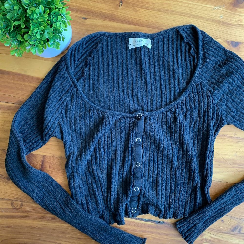 Ribbed Button Up Long Sleeve